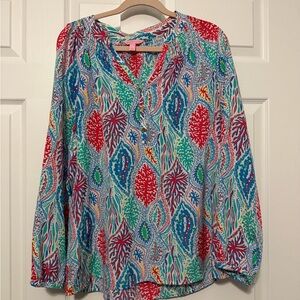 Lilly Pulitzer Odette Tunic Multi Let Minnow Blouse